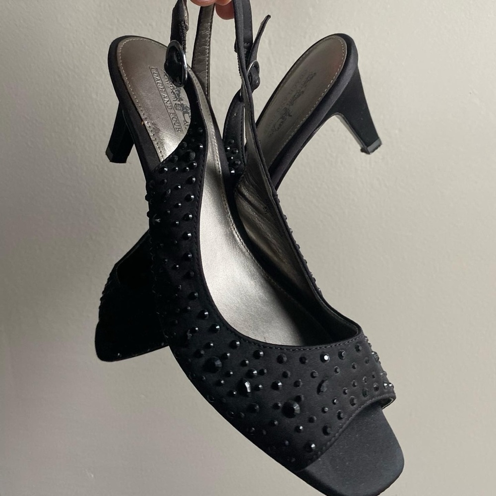 Coach and Four Black on Black Embellished Heels